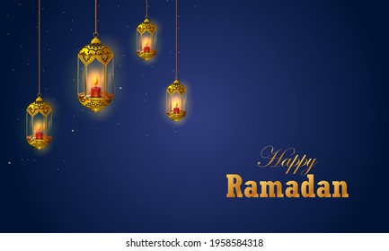 easy to edit vector illustration of Islamic celebration background with text Ramadan Kareem