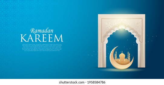easy to edit vector illustration of Islamic celebration background with text Ramadan Kareem