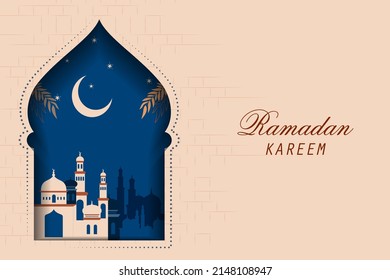 easy to edit vector illustration of Islamic celebration background with text Ramadan Kareem