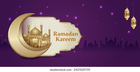 easy to edit vector illustration of Islamic celebration background with text Ramadan Kareem