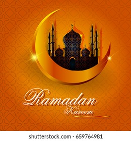 easy to edit vector illustration of Islamic design mosque door and window for Ramadan Kareem ( Happy Eid ) celebration background