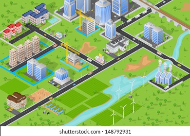 Easy To Edit Vector Illustration Of Isometric Cityscape