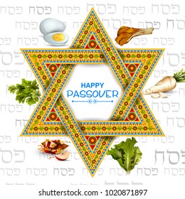 easy to edit vector illustration of Jewish holiday of Passover Pesach Seder