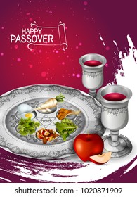 easy to edit vector illustration of Jewish holiday of Passover Pesach Seder