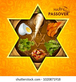 easy to edit vector illustration of Jewish holiday of Passover Pesach Seder