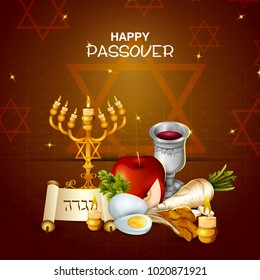 easy to edit vector illustration of Jewish holiday of Passover Pesach Seder