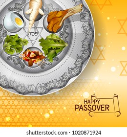 easy to edit vector illustration of Jewish holiday of Passover Pesach Seder