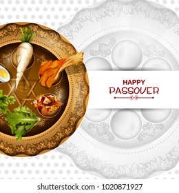 easy to edit vector illustration of Jewish holiday of Passover Pesach Seder