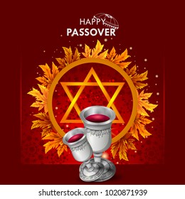 easy to edit vector illustration of Jewish holiday of Passover Pesach Seder