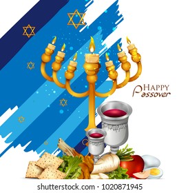 easy to edit vector illustration of Jewish holiday of Passover Pesach Seder