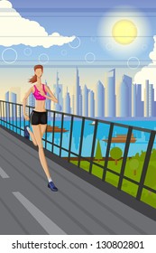easy to edit vector illustration of jogging lady
