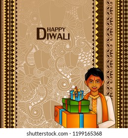 easy to edit vector illustration of kids wishing Diwali background with message meaning Happy Deepawali