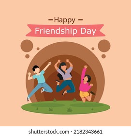 Easy to edit vector illustration of kids celebrating Friendship Day 