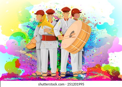 easy to edit vector illustration of kids enjoying Holi