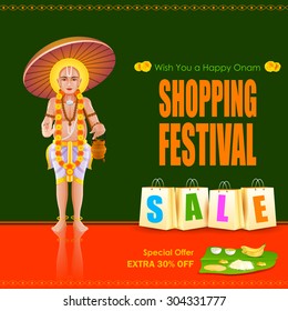 easy to edit vector illustration of King Mahabali in Onam shopping festival