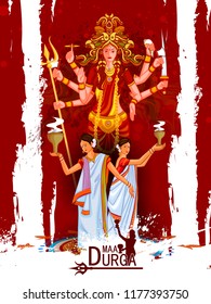 easy to edit vector illustration of ladies dancing with dhunuchi for Happy Durga Puja India festival holiday background