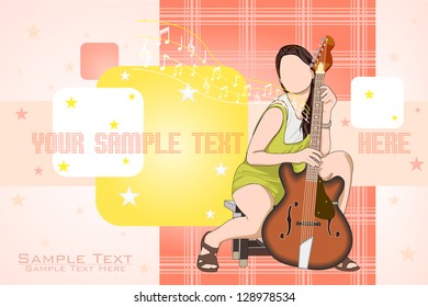 easy to edit vector illustration of lady with guitar