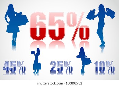 easy to edit vector illustration of lady with shopping bag in fashion sale poster
