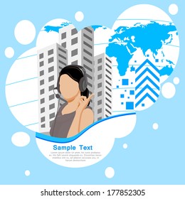 easy to edit vector illustration of lady telephone operator