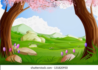 easy to edit vector illustration of landscape scene