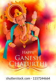 easy to edit vector illustration of Lord Ganpati on Ganesh Chaturthi background