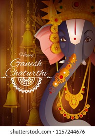 easy to edit vector illustration of Lord Ganpati on Ganesh Chaturthi background