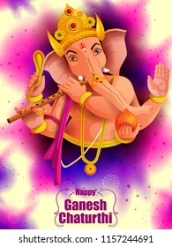 easy to edit vector illustration of Lord Ganpati on Ganesh Chaturthi background