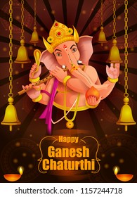 easy to edit vector illustration of Lord Ganpati on Ganesh Chaturthi background