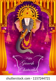 easy to edit vector illustration of Lord Ganpati on Ganesh Chaturthi background