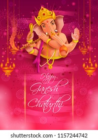 easy to edit vector illustration of Lord Ganpati on Ganesh Chaturthi background