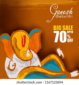 easy to edit vector illustration of Lord Ganpati on Ganesh Chaturthi sale promotion advertisement background