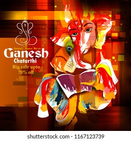 easy to edit vector illustration of Lord Ganpati on Ganesh Chaturthi sale promotion advertisement background