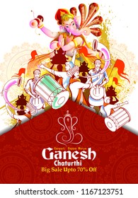 easy to edit vector illustration of Lord Ganpati on Ganesh Chaturthi sale promotion advertisement background