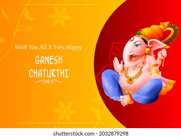 easy to edit vector illustration of Lord Ganpati on Ganesh Chaturthi background