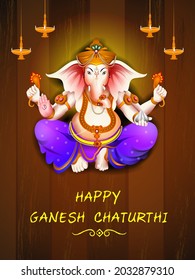 easy to edit vector illustration of Lord Ganpati on Ganesh Chaturthi background