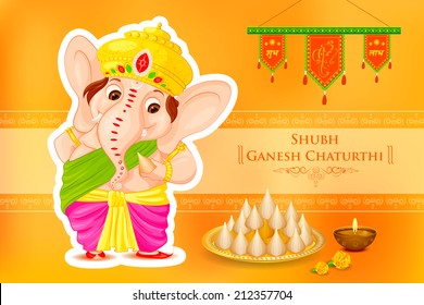 easy to edit vector illustration of Lord Ganesha with message Shubh Ganesh Chaturthi (Happy Ganesh Chaturthi)