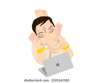 Easy to edit vector illustration of Lord Ganpati on Ganesh Chaturthi background