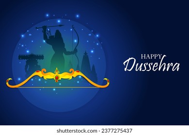 easy to edit vector illustration of Lord Rama in Happy Dussehra background showing festival of India