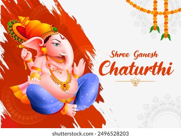 easy to edit vector illustration of Lord Ganpati on Ganesh Chaturthi background