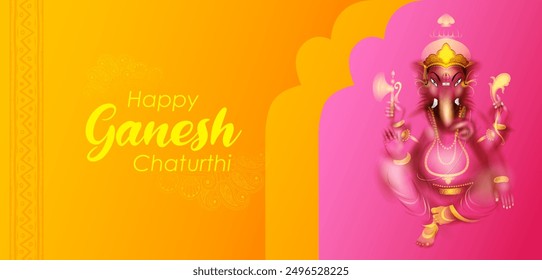 easy to edit vector illustration of Lord Ganpati on Ganesh Chaturthi background