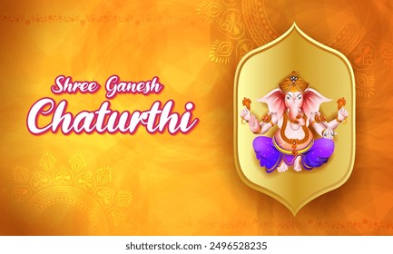 easy to edit vector illustration of Lord Ganpati on Ganesh Chaturthi background