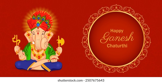 easy to edit vector illustration of Lord Ganpati on Ganesh Chaturthi background