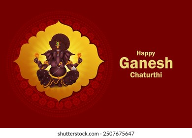 easy to edit vector illustration of Lord Ganpati on Ganesh Chaturthi background