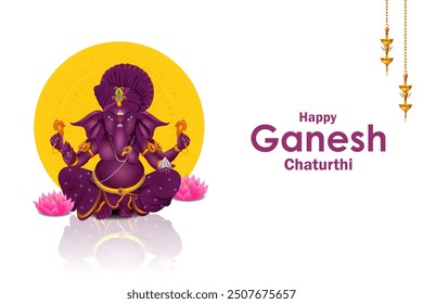 easy to edit vector illustration of Lord Ganpati on Ganesh Chaturthi background