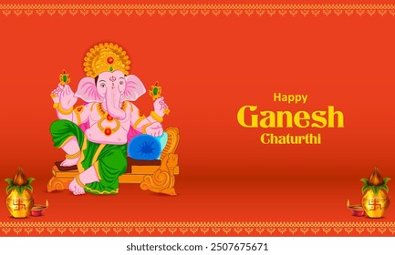 easy to edit vector illustration of Lord Ganpati on Ganesh Chaturthi background