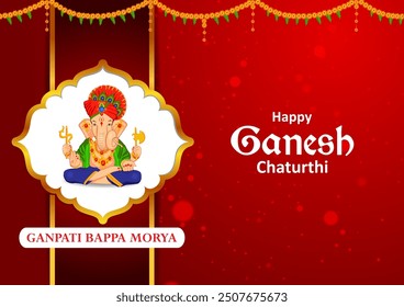 easy to edit vector illustration of Lord Ganpati on Ganesh Chaturthi background