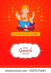 easy to edit vector illustration of Lord Ganpati on Ganesh Chaturthi background