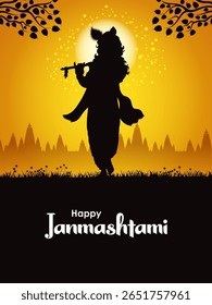 fácil de editar ilustração vetorial de Lord Krishna tocando flauta no feliz feriado de Janmashtami Indian festival saudação fundo