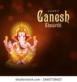 easy to edit vector illustration of Lord Ganpati on Ganesh Chaturthi background