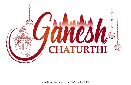 easy to edit vector illustration of Lord Ganpati on Ganesh Chaturthi background